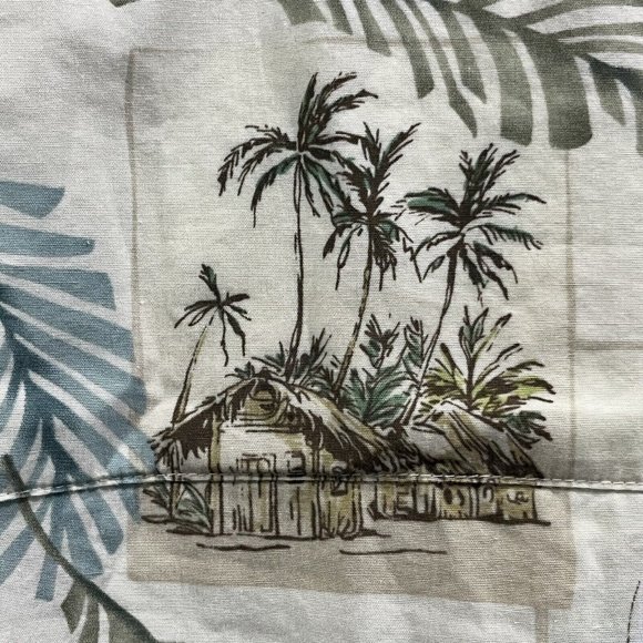 Vintage Pierre Cardin Retro Hawaiian Button Up Shirt Men Medium Island Hut Boat - Picture 3 of 15